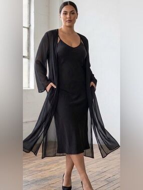 SHEIN Black Kimono Sheer Cover